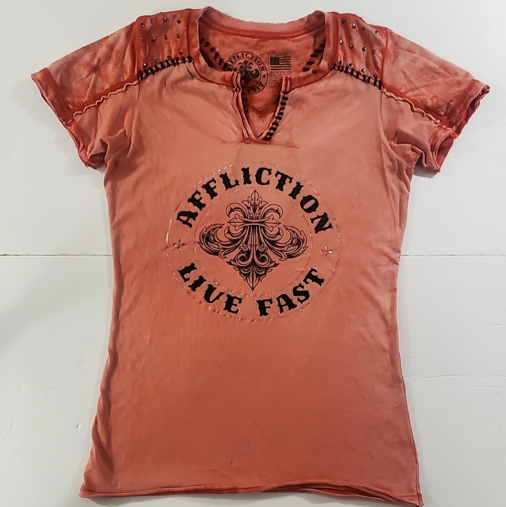 Affliction Orange Short Sleeve Tee